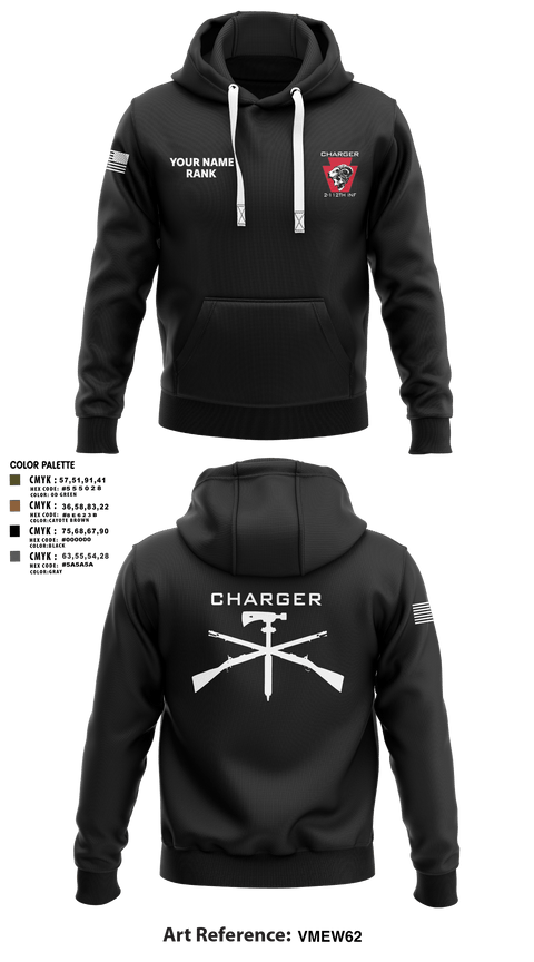 Hoodie, Charger Co. / 2-112th Infantry Battalion, National Guard, Teamtime, Team time, sublimation, custom sports apparel, team uniforms, spirit wear, spiritwear, sports uniforms, custom shirts, team store, custom team store, fundraiser sports, apparel fundraiser