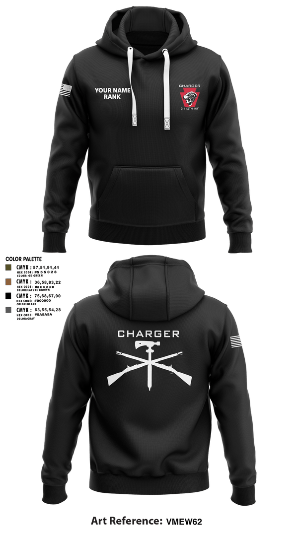 Hoodie, Charger Co. / 2-112th Infantry Battalion, National Guard, Teamtime, Team time, sublimation, custom sports apparel, team uniforms, spirit wear, spiritwear, sports uniforms, custom shirts, team store, custom team store, fundraiser sports, apparel fundraiser