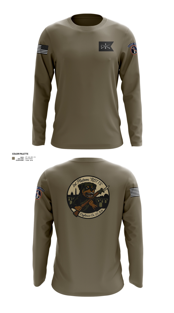 Long Sleeve Performance Shirt, Doghouse 1st Platoon Rottweilers, , Teamtime, Team time, sublimation, custom sports apparel, team uniforms, spirit wear, spiritwear, sports uniforms, custom shirts, team store, custom team store, fundraiser sports, apparel fundraiser