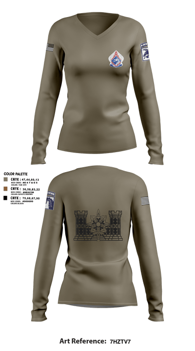 XVIII ABN G2 65000076 Women's Long Sleeve V-neck Shirt - 13
