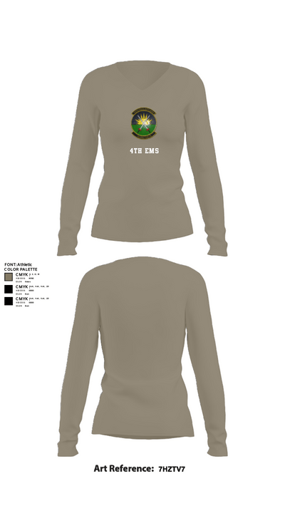 4th EMS 74214049 Women's Long Sleeve V-neck Shirt - 62