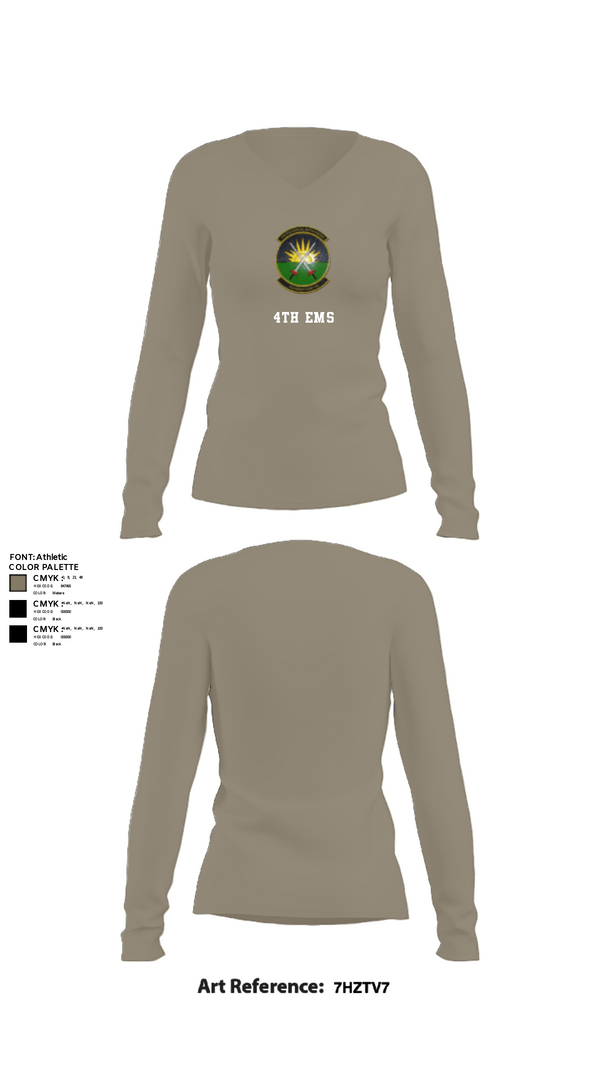 Women's Long Sleeve Vneck Shirt, 4th EMS, Air Force, Teamtime, Team time, sublimation, custom sports apparel, team uniforms, spirit wear, spiritwear, sports uniforms, custom shirts, team store, custom team store, fundraiser sports, apparel fundraiser