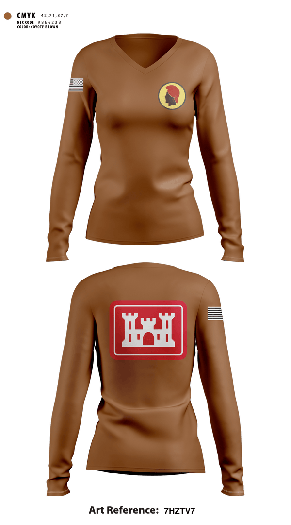 Women's Long Sleeve Vneck Shirt, 230th Engineer Corps, , Teamtime, Team time, sublimation, custom sports apparel, team uniforms, spirit wear, spiritwear, sports uniforms, custom shirts, team store, custom team store, fundraiser sports, apparel fundraiser