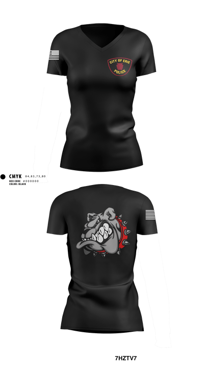 Erie police department 42261710 Women's Short Sleeve V-neck Shirt - 1