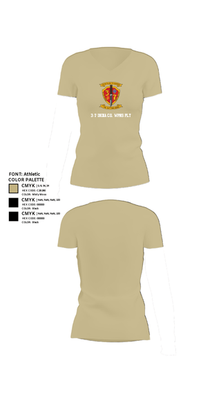 Women's Short Sleeve Vneck Shirt, 3/7 India Co. Wpns Plt, Marines, Teamtime, Team time, sublimation, custom sports apparel, team uniforms, spirit wear, spiritwear, sports uniforms, custom shirts, team store, custom team store, fundraiser sports, apparel fundraiser