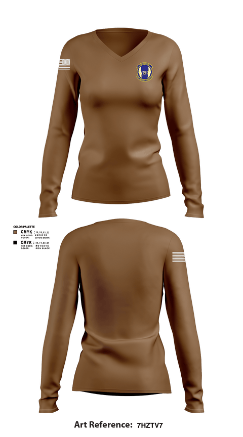 Women's Long Sleeve Vneck Shirt, 51SFS Metal Tigers, Air Force, Teamtime, Team time, sublimation, custom sports apparel, team uniforms, spirit wear, spiritwear, sports uniforms, custom shirts, team store, custom team store, fundraiser sports, apparel fundraiser