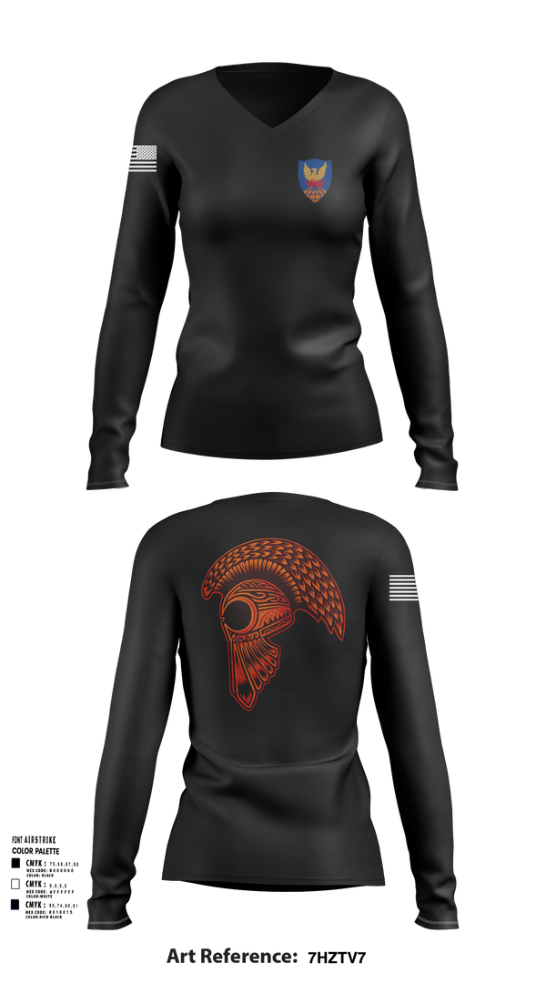 Women's Long Sleeve Vneck Shirt, HHC, 311th (T)SC, , Teamtime, Team time, sublimation, custom sports apparel, team uniforms, spirit wear, spiritwear, sports uniforms, custom shirts, team store, custom team store, fundraiser sports, apparel fundraiser