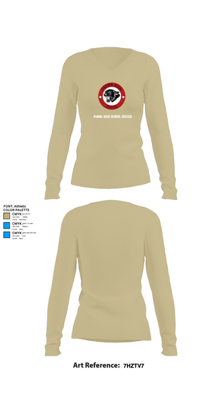 Women's Long Sleeve Vneck Shirt, Parma High School Soccer, Women's Soccer, Teamtime, Team time, sublimation, custom sports apparel, team uniforms, spirit wear, spiritwear, sports uniforms, custom shirts, team store, custom team store, fundraiser sports, apparel fundraiser