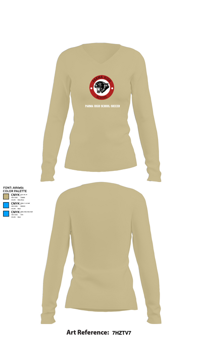 Parma High School Soccer 46060383 Women's Long Sleeve V-neck Shirt - 25