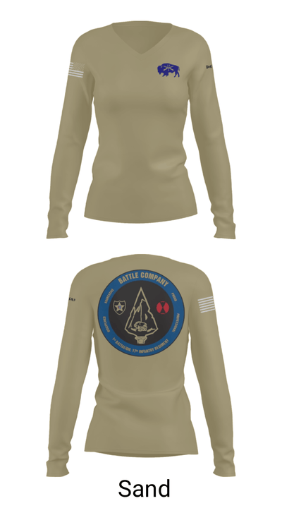 Battle company 1-17IN 67217435 Women's Long Sleeve V-neck Shirt - 97