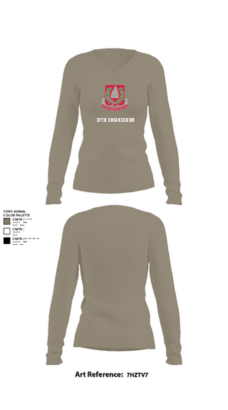 Women's Long Sleeve Vneck Shirt, 37th engineer bn, Army, Teamtime, Team time, sublimation, custom sports apparel, team uniforms, spirit wear, spiritwear, sports uniforms, custom shirts, team store, custom team store, fundraiser sports, apparel fundraiser