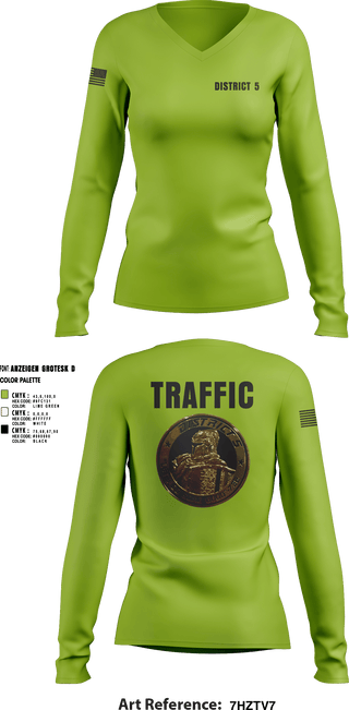 Women's Long Sleeve Vneck Shirt, District 5 CSO, Police, Teamtime, Team time, sublimation, custom sports apparel, team uniforms, spirit wear, spiritwear, sports uniforms, custom shirts, team store, custom team store, fundraiser sports, apparel fundraiser
