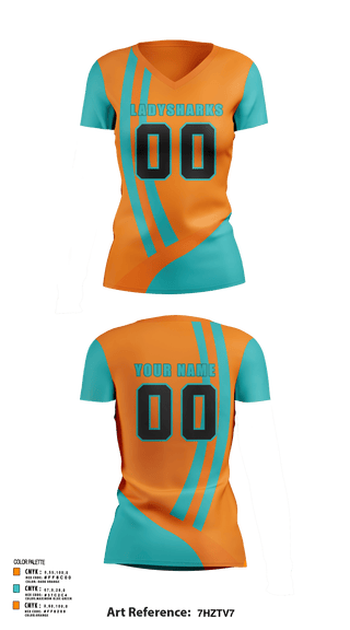 Women's Short Sleeve Vneck Shirt, LadySharks, Women's Volleyball, Teamtime, Team time, sublimation, custom sports apparel, team uniforms, spirit wear, spiritwear, sports uniforms, custom shirts, team store, custom team store, fundraiser sports, apparel fundraiser