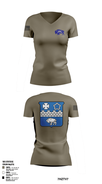 1-17 Infantry Regiment 55887987 Women's Short Sleeve V-neck Shirt - 1