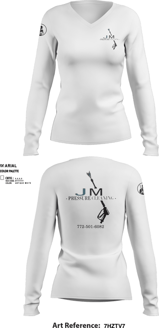 Women's Long Sleeve Vneck Shirt, JM Pressure CleaningJM Pressure Cleaning, , Teamtime, Team time, sublimation, custom sports apparel, team uniforms, spirit wear, spiritwear, sports uniforms, custom shirts, team store, custom team store, fundraiser sports, apparel fundraiser