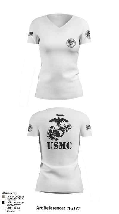 Marines 81974067 Women's Short Sleeve V-neck Shirt - 2