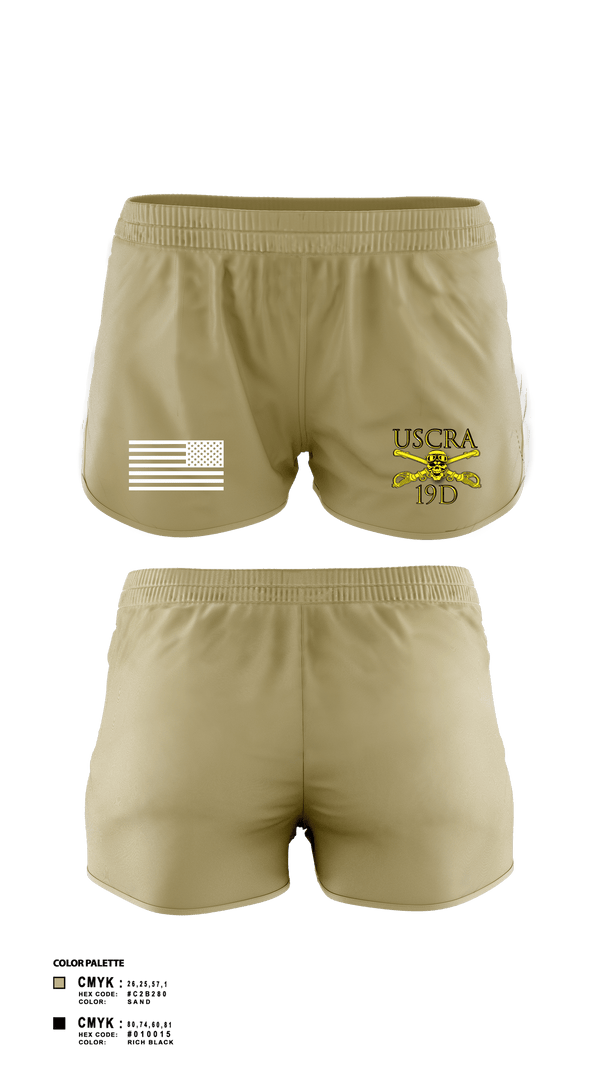 Women's Shorts, US Cavalry Riders, Army, Teamtime, Team time, sublimation, custom sports apparel, team uniforms, spirit wear, spiritwear, sports uniforms, custom shirts, team store, custom team store, fundraiser sports, apparel fundraiser