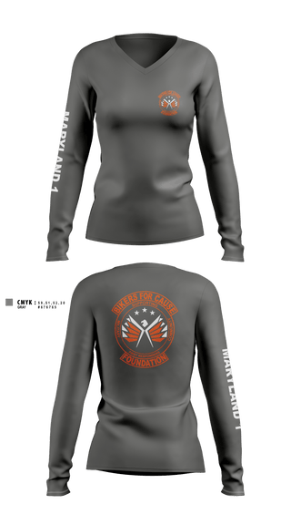 Women's Long Sleeve Vneck Shirt, Bikers For Cause Foundation, , Teamtime, Team time, sublimation, custom sports apparel, team uniforms, spirit wear, spiritwear, sports uniforms, custom shirts, team store, custom team store, fundraiser sports, apparel fundraiser