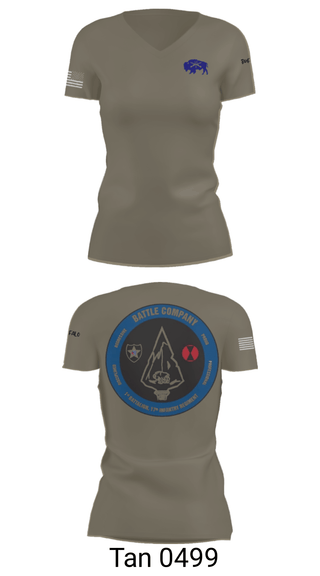 Women's Short Sleeve Vneck Shirt, Battle company 1-17IN, Army, Teamtime, Team time, sublimation, custom sports apparel, team uniforms, spirit wear, spiritwear, sports uniforms, custom shirts, team store, custom team store, fundraiser sports, apparel fundraiser