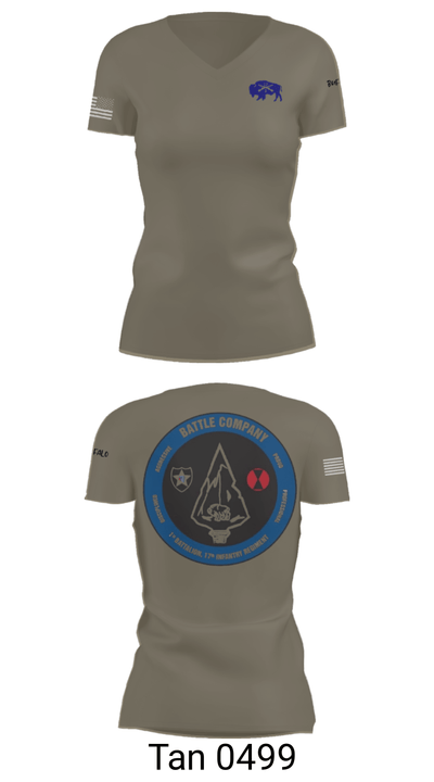Battle company 1-17IN 67217435 Women's Short Sleeve V-neck Shirt - 68