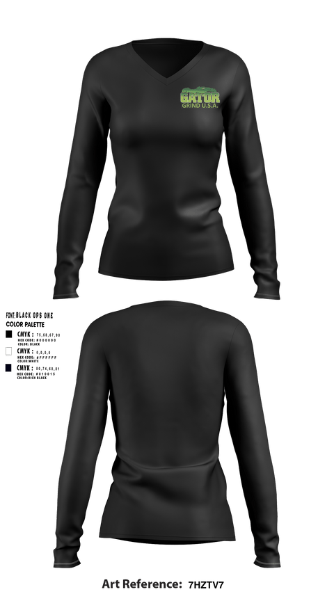Women's Long Sleeve Vneck Shirt, Gator Grind U.S.A.Gator Grind U.S.A., , Teamtime, Team time, sublimation, custom sports apparel, team uniforms, spirit wear, spiritwear, sports uniforms, custom shirts, team store, custom team store, fundraiser sports, apparel fundraiser