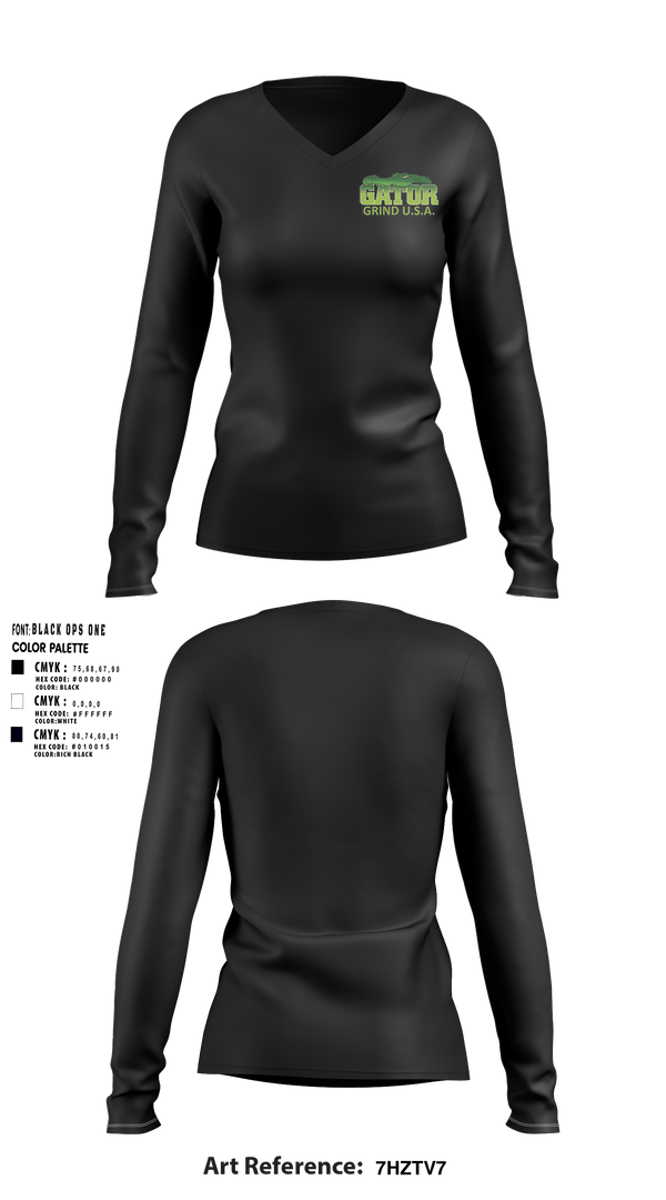Women's Long Sleeve Vneck Shirt, Gator Grind U.S.A.Gator Grind U.S.A., , Teamtime, Team time, sublimation, custom sports apparel, team uniforms, spirit wear, spiritwear, sports uniforms, custom shirts, team store, custom team store, fundraiser sports, apparel fundraiser