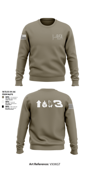 Crew Neck Sweatshirt, 1-9 FA, Army, Teamtime, Team time, sublimation, custom sports apparel, team uniforms, spirit wear, spiritwear, sports uniforms, custom shirts, team store, custom team store, fundraiser sports, apparel fundraiser