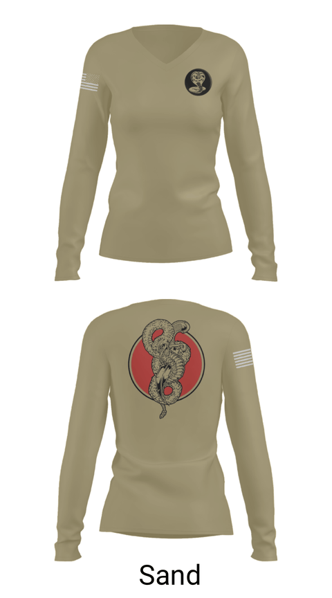 Women's Long Sleeve Vneck Shirt, Red WarriorsCobras, Army, Teamtime, Team time, sublimation, custom sports apparel, team uniforms, spirit wear, spiritwear, sports uniforms, custom shirts, team store, custom team store, fundraiser sports, apparel fundraiser