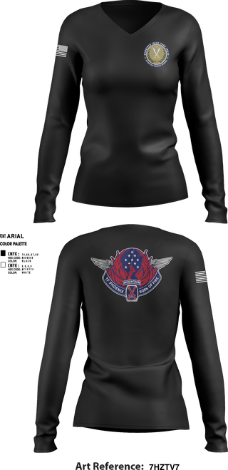Women's Long Sleeve Vneck Shirt, HHC 3-10 GSAB, Army, Teamtime, Team time, sublimation, custom sports apparel, team uniforms, spirit wear, spiritwear, sports uniforms, custom shirts, team store, custom team store, fundraiser sports, apparel fundraiser