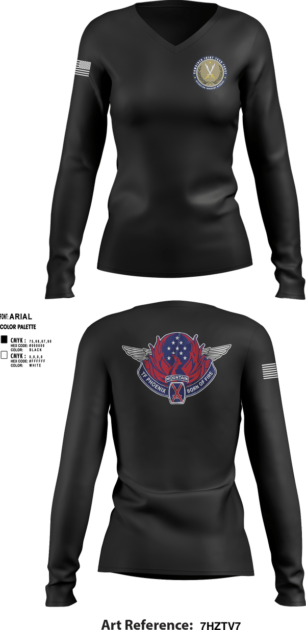 Women's Long Sleeve Vneck Shirt, HHC 3-10 GSAB, Army, Teamtime, Team time, sublimation, custom sports apparel, team uniforms, spirit wear, spiritwear, sports uniforms, custom shirts, team store, custom team store, fundraiser sports, apparel fundraiser