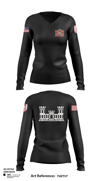 612 Engineer Detachment 46811813 Women's Long Sleeve V-neck Shirt - 3
