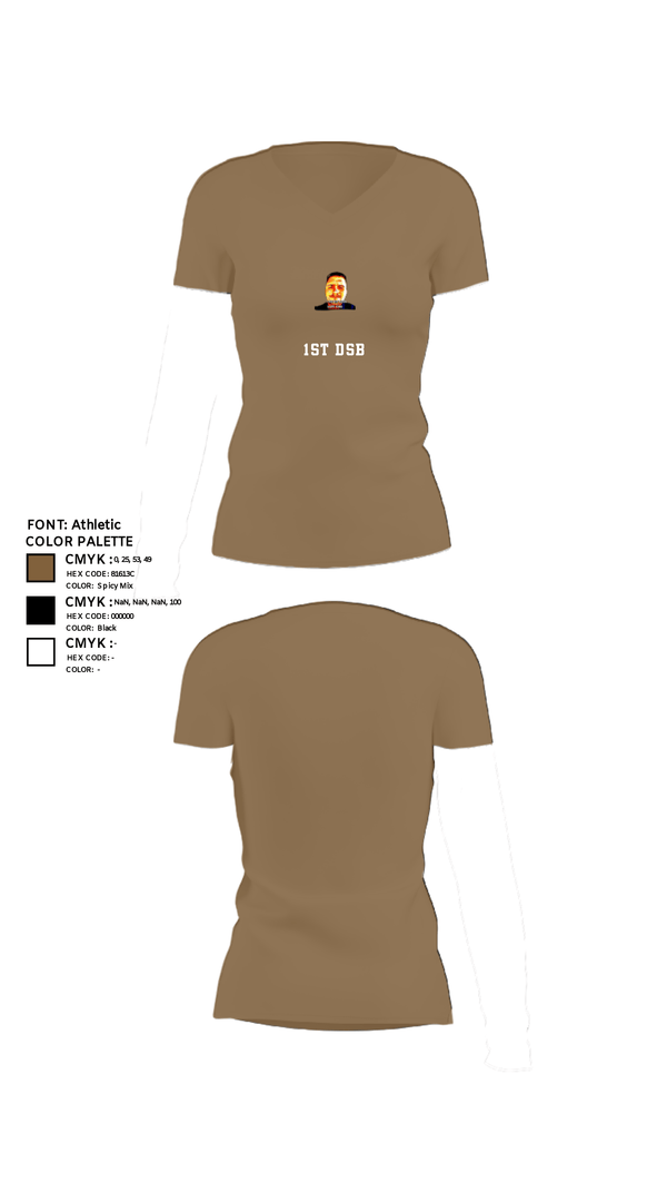Women's Short Sleeve Vneck Shirt, 1st DSB, Marines, Teamtime, Team time, sublimation, custom sports apparel, team uniforms, spirit wear, spiritwear, sports uniforms, custom shirts, team store, custom team store, fundraiser sports, apparel fundraiser