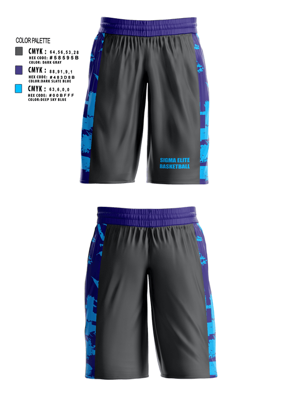 Mens Basketball Shorts, Sigma elite, Men's Basketball, Teamtime, Team time, sublimation, custom sports apparel, team uniforms, spirit wear, spiritwear, sports uniforms, custom shirts, team store, custom team store, fundraiser sports, apparel fundraiser