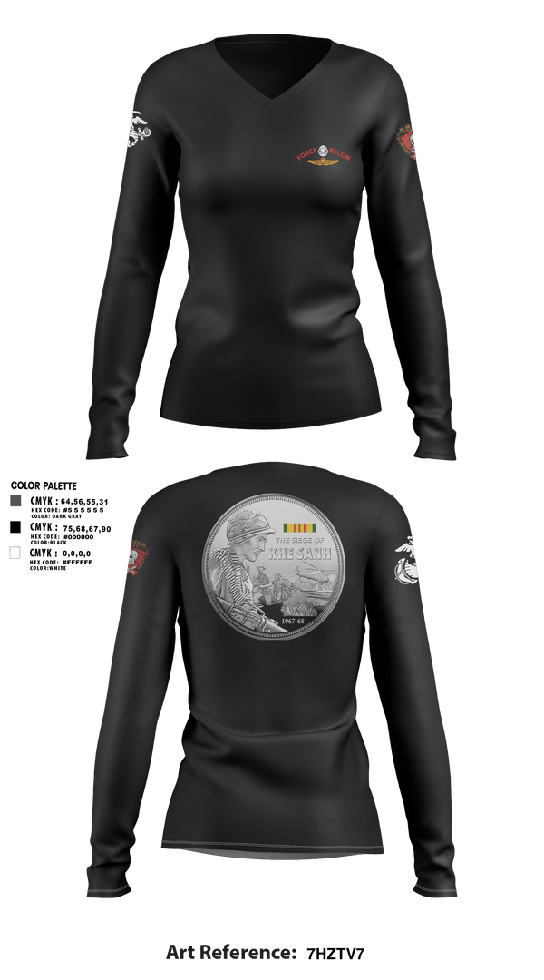 Women's Long Sleeve Vneck Shirt, B Co. 3rd Recon Bn Force Reconnaissance3rd Recon Co.3rd ReconnaissanceRecon, Marines, Teamtime, Team time, sublimation, custom sports apparel, team uniforms, spirit wear, spiritwear, sports uniforms, custom shirts, team store, custom team store, fundraiser sports, apparel fundraiser