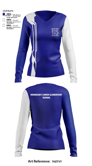 Women's Long Sleeve Vneck Shirt, Hennessey Lower Elementary School, Spirit Store, Teamtime, Team time, sublimation, custom sports apparel, team uniforms, spirit wear, spiritwear, sports uniforms, custom shirts, team store, custom team store, fundraiser sports, apparel fundraiser
