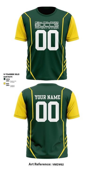 New Milford Bulls Football And Cheerleading 19489077 Short Sleeve Performance Shirt - 6