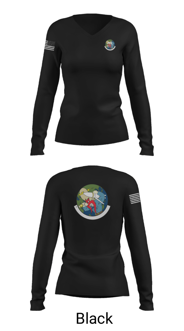 Women's Long Sleeve Vneck Shirt, 20th Intelligence Squadron, Air Force, Teamtime, Team time, sublimation, custom sports apparel, team uniforms, spirit wear, spiritwear, sports uniforms, custom shirts, team store, custom team store, fundraiser sports, apparel fundraiser