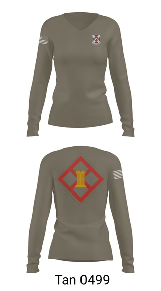 Women's Long Sleeve Vneck Shirt, 322 EN CO, Army, Teamtime, Team time, sublimation, custom sports apparel, team uniforms, spirit wear, spiritwear, sports uniforms, custom shirts, team store, custom team store, fundraiser sports, apparel fundraiser