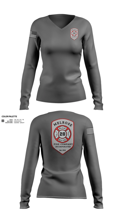 The Melrose Fire Company Incorporated 84438539 Women's Long Sleeve V-neck Shirt - 22