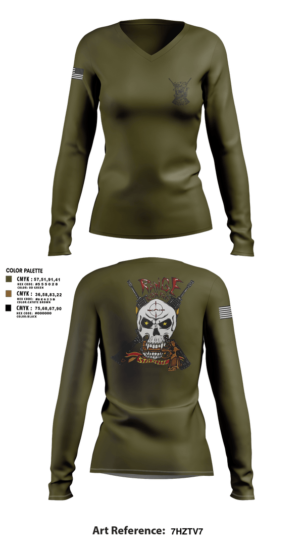 Women's Long Sleeve Vneck Shirt, Range Company, Marines, Teamtime, Team time, sublimation, custom sports apparel, team uniforms, spirit wear, spiritwear, sports uniforms, custom shirts, team store, custom team store, fundraiser sports, apparel fundraiser