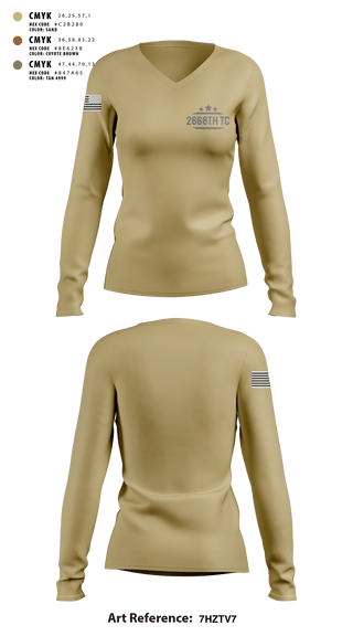 Women's Long Sleeve Vneck Shirt, 2668th TC, National Guard, Teamtime, Team time, sublimation, custom sports apparel, team uniforms, spirit wear, spiritwear, sports uniforms, custom shirts, team store, custom team store, fundraiser sports, apparel fundraiser