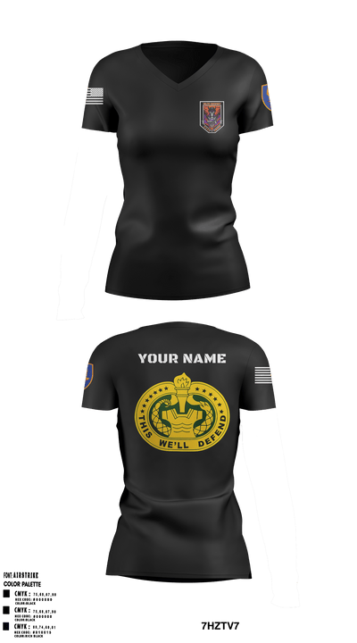 Delta Co, 2-13th AVN REGT_CADRE 68072137 Women's Short Sleeve V-neck Shirt - 9