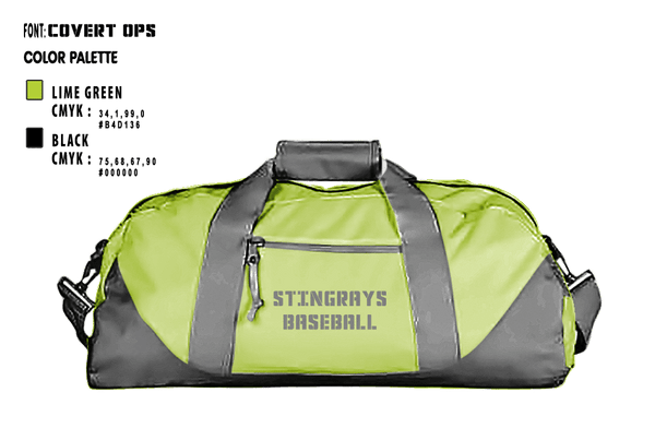 Duffle Bag, STINGRAYS, Baseball, Teamtime, Team time, sublimation, custom sports apparel, team uniforms, spirit wear, spiritwear, sports uniforms, custom shirts, team store, custom team store, fundraiser sports, apparel fundraiser