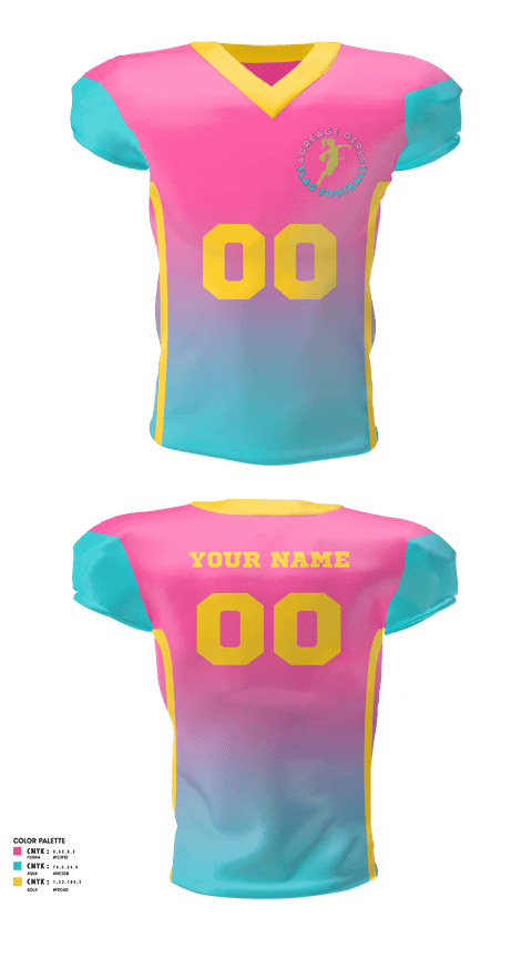 Football Jersey, Acreage Girls Flag Football, Football, Teamtime, Team time, sublimation, custom sports apparel, team uniforms, spirit wear, spiritwear, sports uniforms, custom shirts, team store, custom team store, fundraiser sports, apparel fundraiser