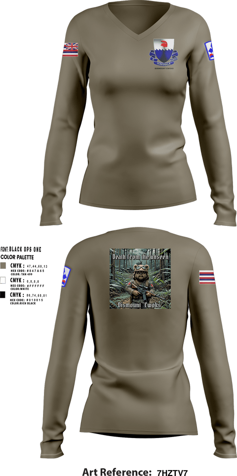 Women's Long Sleeve Vneck Shirt, 3rd PLT Bad Boys3rd PLT Bad Boys3rd PLT Bad BoysDismount Ewoks, , Teamtime, Team time, sublimation, custom sports apparel, team uniforms, spirit wear, spiritwear, sports uniforms, custom shirts, team store, custom team store, fundraiser sports, apparel fundraiser