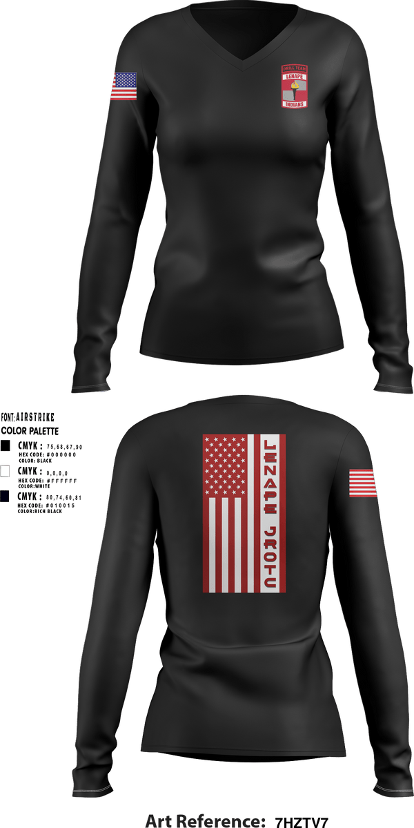 Women's Long Sleeve Vneck Shirt, Lenape High School Army JROTC, , Teamtime, Team time, sublimation, custom sports apparel, team uniforms, spirit wear, spiritwear, sports uniforms, custom shirts, team store, custom team store, fundraiser sports, apparel fundraiser