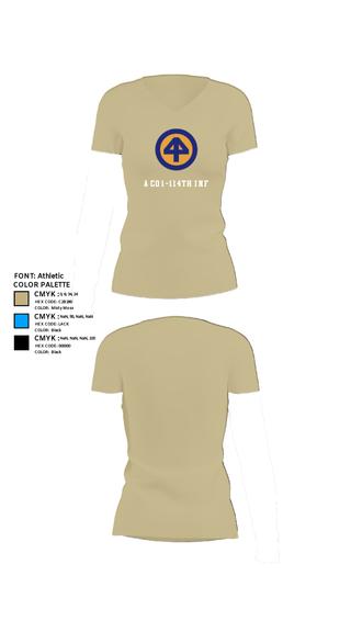 Women's Short Sleeve Vneck Shirt, A Co 1/1-114thA Co 1-114th INF, Army, Teamtime, Team time, sublimation, custom sports apparel, team uniforms, spirit wear, spiritwear, sports uniforms, custom shirts, team store, custom team store, fundraiser sports, apparel fundraiser