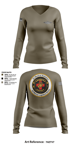 Women's Long Sleeve Vneck Shirt, 2D MED BN, 2FSSG, 2MARFORLANT, Navy, Teamtime, Team time, sublimation, custom sports apparel, team uniforms, spirit wear, spiritwear, sports uniforms, custom shirts, team store, custom team store, fundraiser sports, apparel fundraiser