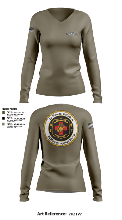 2D MED BN, 2FSSG, 2MARFORLANT 58194210 Women's Long Sleeve V-neck Shirt - 2