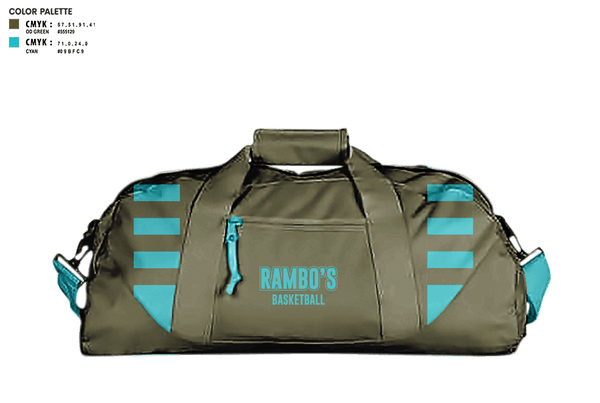 Duffle Bag, Rambo’s, Men's Basketball, Teamtime, Team time, sublimation, custom sports apparel, team uniforms, spirit wear, spiritwear, sports uniforms, custom shirts, team store, custom team store, fundraiser sports, apparel fundraiser